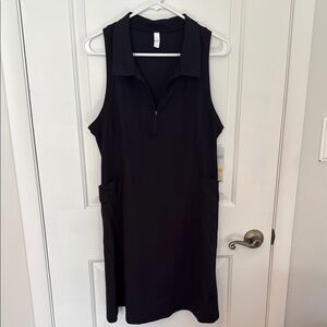 Zella Black Sleeveless Polo Collar Sheath Dress